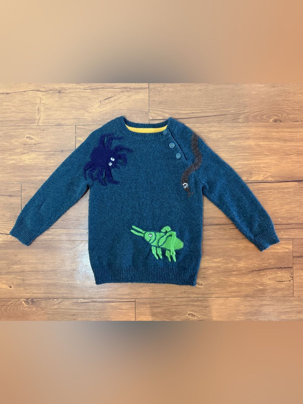 Mini Boden Roald Dahl Wool Bug Sweater Size 4 5 Boys Green Worm Spider